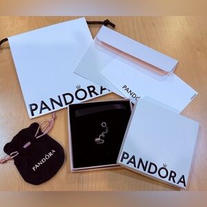 Pandora two tone safety chain with 14k gold hearts